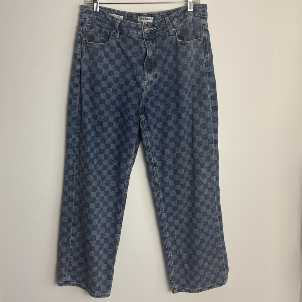 Vigoss Blue Straight Leg Jeans with Geometric Pattern
